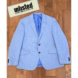 Kenneth Cole Production Unlisted Men Blue Suit Jacket Blazer Size 44R Two-Button